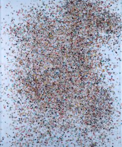 1980<br> Bigotes Il Lord, Jorge Mario Monge<br>tempera, coriandoli su tela, cellophane<br> cm 100x80