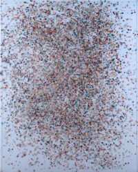 1980<br> Papi, Ricardo Chingo<br>tempera, coriandoli su tela, cellophane<br> cm 100x80