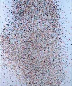 1980<br>Timmaini Tima<br> tempera, coriandoli su tela, cellophane<br>cm 100x80