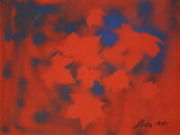 1981<br> Foglie d'erba<br> smalto industriale, colore a spruzzo su tela <br> cm 60x80