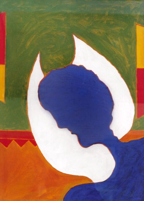 1981<br> Dalla serie degli angeli n.12<br>pittura industriale e tempera su tela<br> cm 100x70