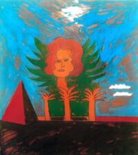 1981 16 luglio<br> Portarit postumo of Wanda Osiris<br>pittura industriale, tempera, pennarello su tela<br> cm 100x70