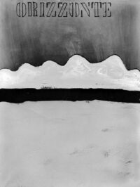 1981<br>Orizzonte<br>pittura industriale, tempera, pennarello su tela<br> cm 80x60