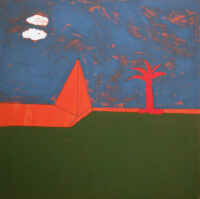 1981 15 luglio<br> pittura industriale, tempera, pennarello su tela<br> cm 100x100