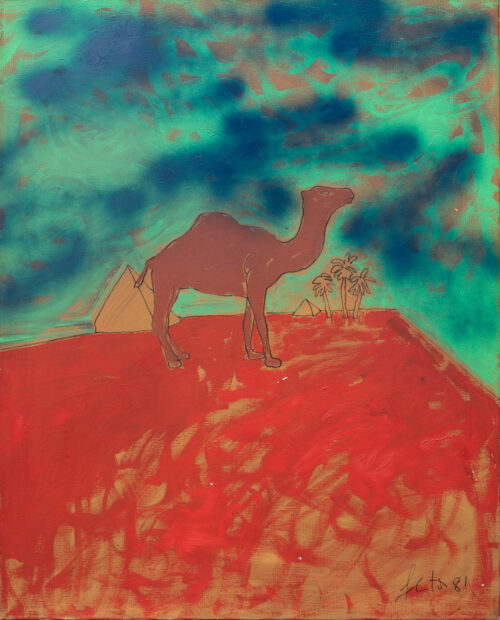 1981<br> pittura industriale, tempera, pennarello su tela<br> cm 100x80