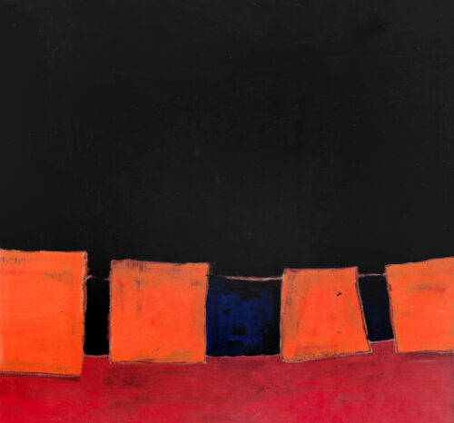 1981<br>Sassi<br>pittura industriale, tempera, gessetto su tela<br>cm 40x40