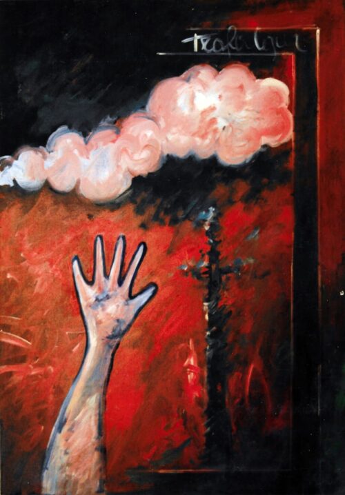 1982 <br>Trafalgar<br>pittura industriale e tempera su tela<br>cm 100x80