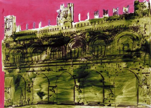 1982<br>pittura industriale, smalto alla anilina, fotografia emulsionata su tela<br>cm 80x100