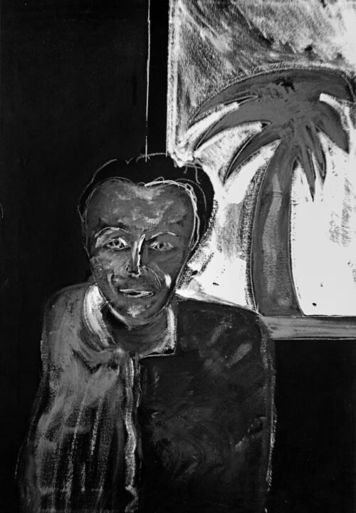 1982 27, 12<br> pittura industriale, tempera, gessetto su tela<br> cm 70x50