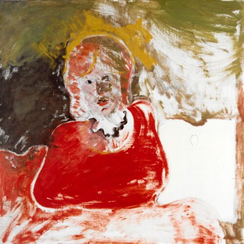 1983<br> Portrait postumo of Greta Garbo<br> tempera e grafite su tela<br> cm 100x100