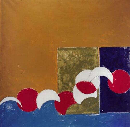 1983<br>Piazza delle 5 lune<br>pittura industriale, tempera, grafite su tela<br> cm 100x100