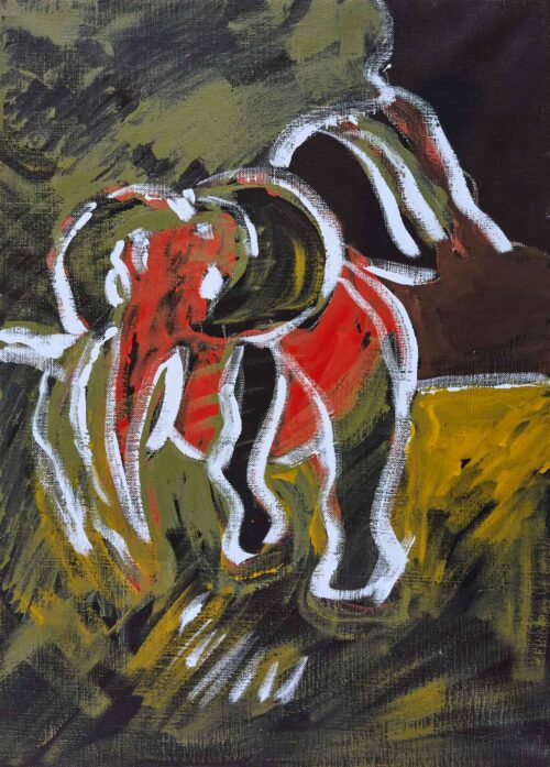 1983<br>pittura industriale, tempera, olio su tela<br> cm 70x50