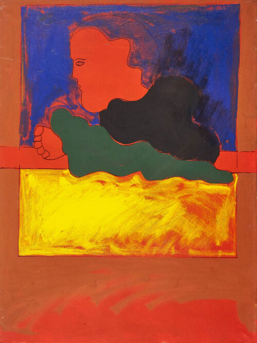 1983 3 Maggio<br>pittura industriale, tempera pennarello su tela<br>cm 80x60