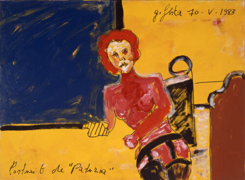 1983 10 maggio<br>'Portrait de Patrizia'<br>pittura industriale, tempera, pennarello su tela<br> cm 60x80