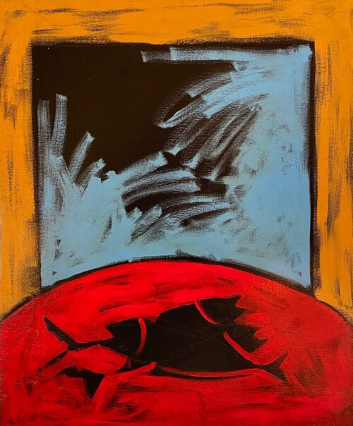 1983<br> pittura industriale, tempera, gessetto su tela<br>cm 60x50