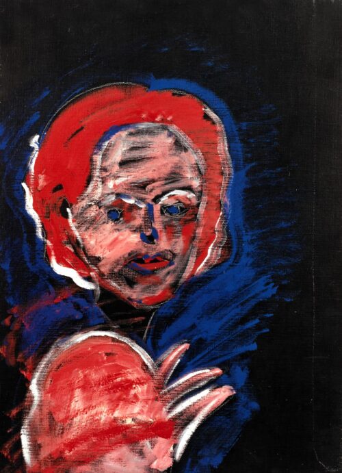 1983<br>Charlot Rampling<br>pittura industriale, tempera, gessetto su tela<br> cm 70x50