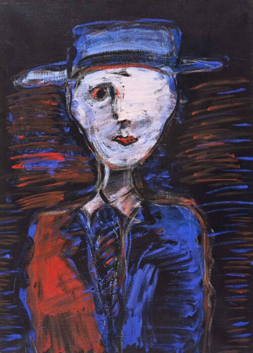 1983<br>pittura industriale, tempera, gessetto su tela <br> cm 70x50