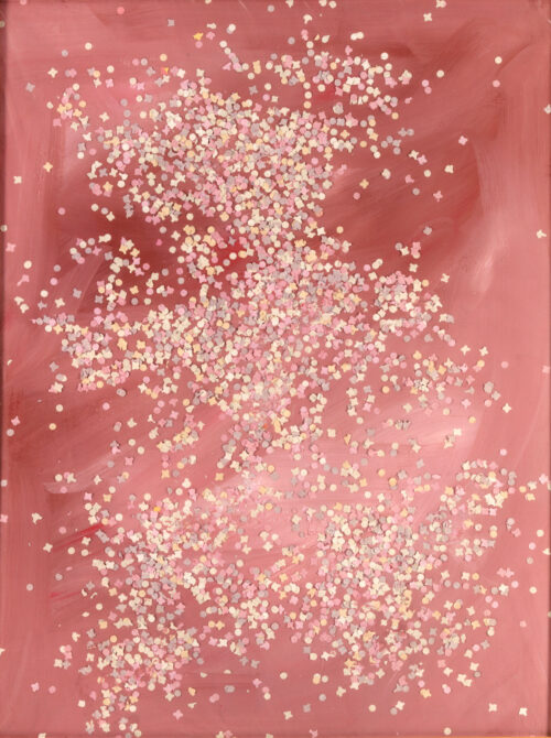 1983<br>pittura industriale, coriandoli su tela, cellophane<br>cm 80x60