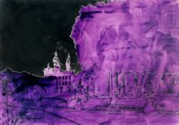 1984<br>pittura industriale, smalto alla anilina, fotografia emulsionata su tela<br> cm 80x115