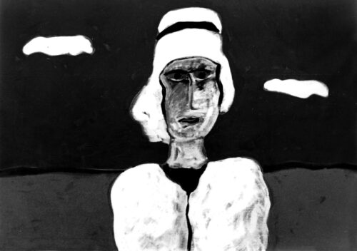 1984<br>pittura industriale, tempera, gessetto su tela<br> cm 70x100