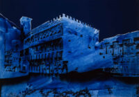 1984<br> pittura industriale, smalto alla anilina, fotografia emulsionata su tela<br> cm 80x115