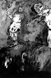 1984<br>Le gens parisiennne<br>pittura industriale, tempera, gessetto su tela<br> cm 160x130