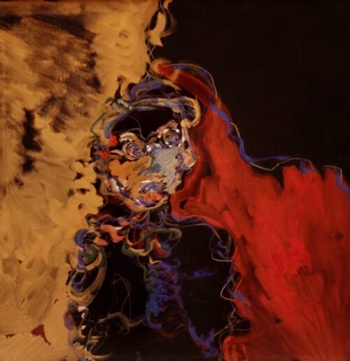 1984<br> Ritratto<br>pittura industriale, tempera, gessetto su tela<br> cm 100x100