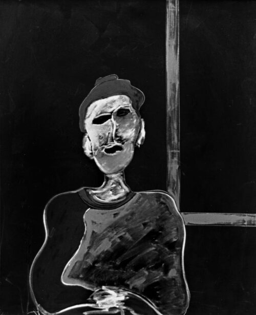 1984<br>Pompeo<br>pittura industriale, tempera, gessetto su tela<br> cm 120x100