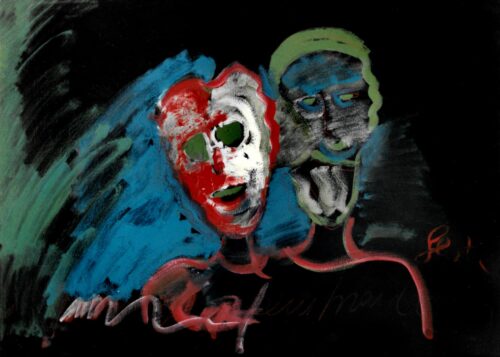 1984<br>pittura industriale, tempera, gessetto su tela<br>cm 70x100