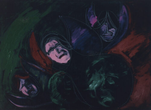 1984<br>Lettera G<br>pittura industriale, tempera, gessetto su tela<br> cm 60x80