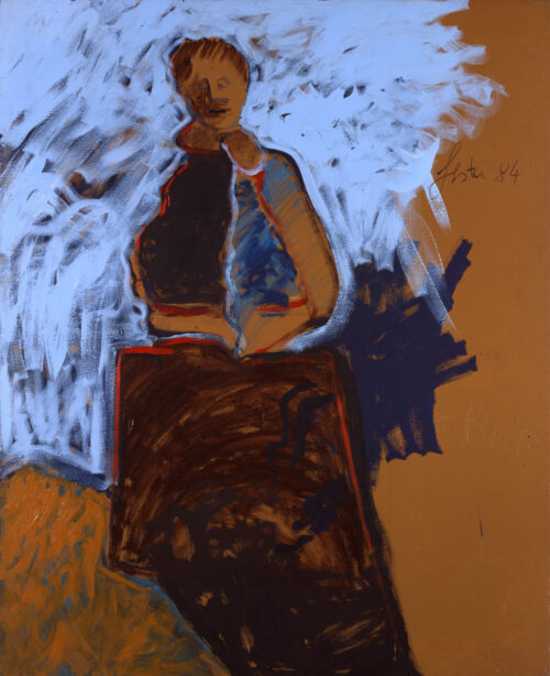 1984<br>Omaggio a Modigliani<br> pittura industriale e tempera su tela<br> cm 160x130