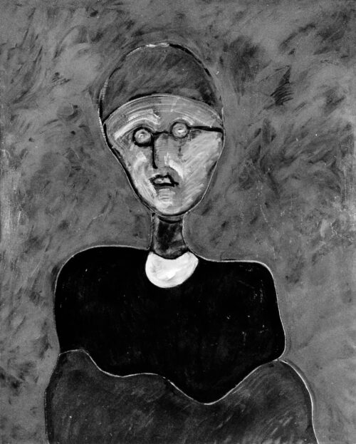 1984<br> Modì<br>pittura industriale, tempera, gessetto su tela<br> cm 160x130