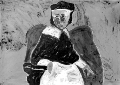 1984<br>' Cardinale ', dedicato a Sammy Davis<br>pittura industriale, tempera, gessetto su tela<br> cm 70x100