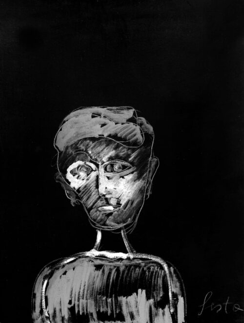 1984<br>'a Giuliano'<br>pittura industriale, tempera, gessetto su tela<br> cm 100x80