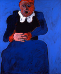 1984<br> Ritratto di signora<br> pittura industriale, tempera, gessetto su tela<br> cm 120x100