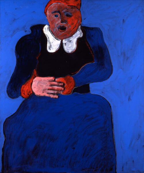 1984<br> Ritratto di signora<br> pittura industriale, tempera, gessetto su tela<br> cm 120x100