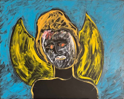 1984 <br>pittura industriale, tempera, gessetto su tela <br>cm 80x100