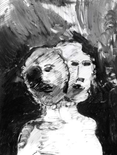 1985<br>pittura industriale, tempera, gessetto su tela<br> cm 90x70