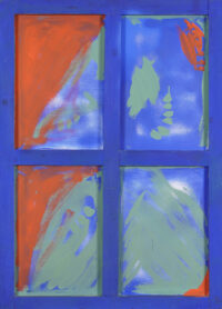 1985<br> New Realist, con simpatia a Bruno Ruggeri<br>tempera e telaio di legno su tela<br> cm 100x70