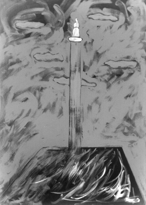 1985<br> Nelson<br>pittura industriale, tempera, gessetto su tela<br>cm 100x70