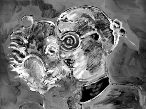 1985<br>pittura industriale, tempera, gessetto su tela<br> cm 60x80