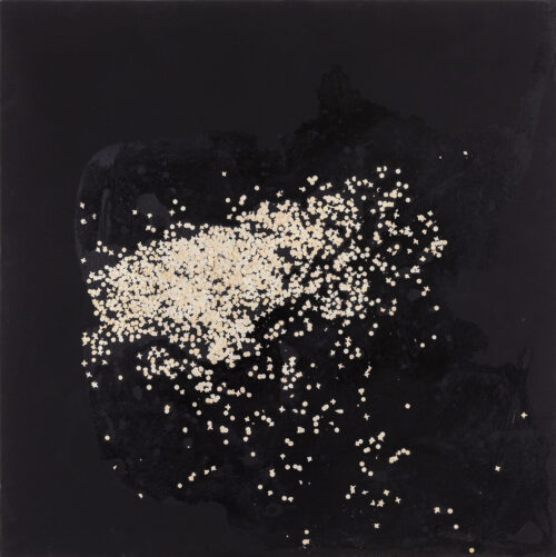 1985<br>n.119<br> pittura industriale, coriandoli su tela, cellophane<br>cm 100x100