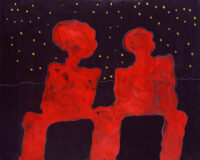 1985<br>Gli sposi<br>pittura industriale, tempera, gessetto su tela<br>cm 130x160