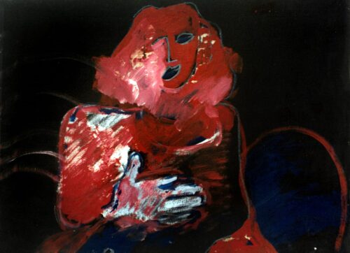 1985<br>pittura industriale, tempera, gessetto su tela<br> cm 60x80