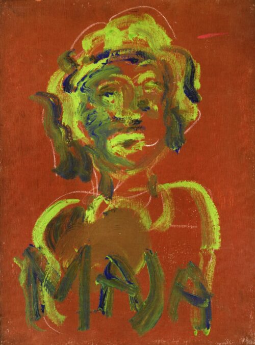 1985<br>pittura industriale, tempera, gessetto su tela<br> cm 40x30