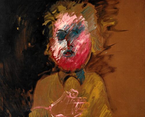 1985<br>pittura industriale, tempera, gessetto su tela<br> cm 100x80