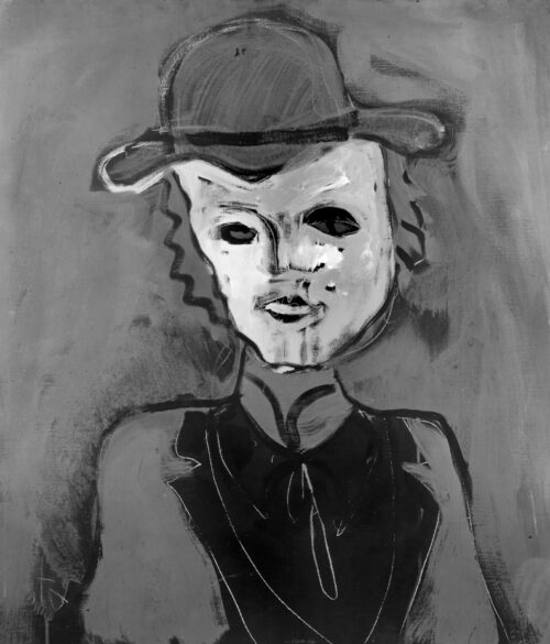 1985<br>pittura industriale, tempera, gessetto su tela<br> cm 90x80