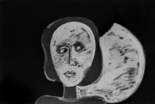 1985<br>pittura industriale, tempera, gessetto su tela<br> cm 100x120