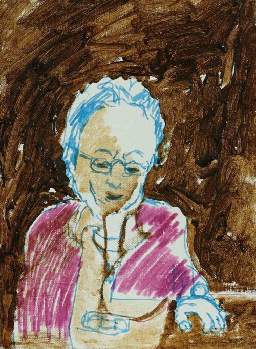 1985<br>Portrait de Mr Giuseppe Fantauzzi<br> tempera e pennarello su tela<br> cm 150x120