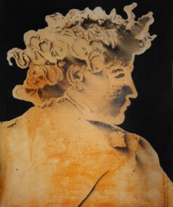 1985<br>pittura industriale, smalto alla anilina, fotografia emulsionata su tela<br> cm 100x80